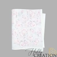 Кожзам с принтом "Нежные пионы!" 26*46 см. тиснение под кожу II, белый