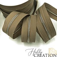 Молния металлическая №5, кофейная 