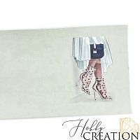 Кожзам с принтом "Fashion Valentino" 18*28 см. матовый II, пустынный шалфей