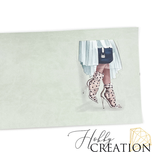 Кожзам с принтом "Fashion Valentino" 18*28 см. матовый II, пустынный шалфей