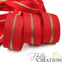 Молния металлическая №3, красная