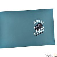 Кожзам с принтом "Hockey" 18*28 см. матовый II, серо-синий