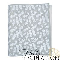 Кожзам с принтом "Нежные пёрышки" 26*46 см. матовый II, платина