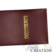 Кожзам с принтом "Documents / золото" 18*28 см. полуглянцевый Флауто, багровый