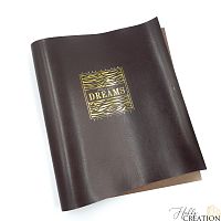 Кожзам с принтом "Follow your dreams / золото" 26*46 см. глянцевый К2, горький шоколад