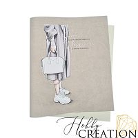 Кожзам с принтом "Fashion" 26*46 см. тиснение под кожу Шарм, серо-розовый