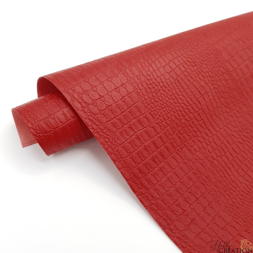 Переплетный кожзам тиснение крокодил, красный