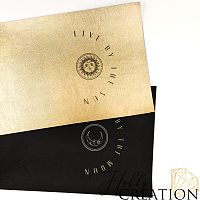 Кожзам с принтом "Солнце и луна / набор парный" 18*28 см. тиснение жатая кожа