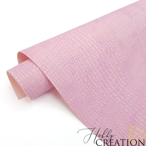 Переплетный кожзам тиснение крокодил, сиренево-розовый