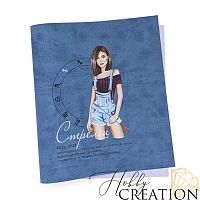 Кожзам с принтом "гороскоп стрелец / Реджина брюнетка" 26*46 см. тиснение Джинс, светло-синий