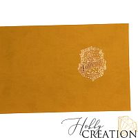 Кожзам с принтом "Hufflepuff HP/золото" 18*28 см. матовый II, охра