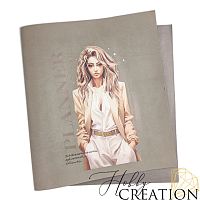 Кожзам с принтом "Скарлет" 26*46 см. матовый, каменно-серый