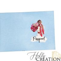 Кожзам с принтом "Лесли" 18*28 см. глянцевый, светло-голубой