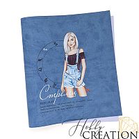 Кожзам с принтом "гороскоп стрелец / Реджина блондинка" 26*46 см. тиснение Джинс, светло-синий