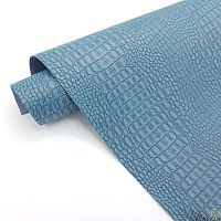 Переплетный кожзам тиснение крокодил, серо-синий