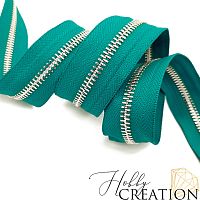 Молния металлическая №5, темно-бирюзовая