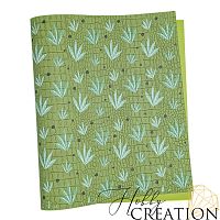 Кожзам с принтом "Листики" 26*46 см. тиснение крокодил, прованские травы