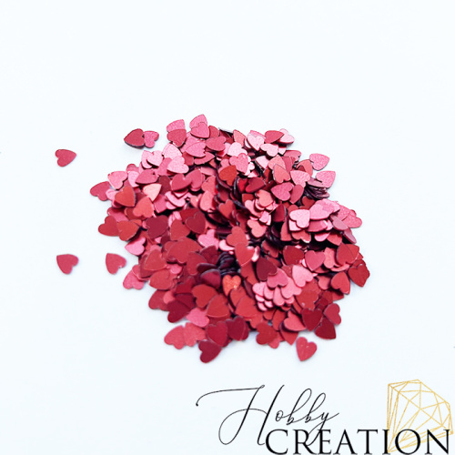 Пайетки / Сердечко, глянец красный