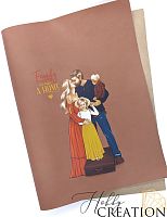 Кожзам с принтом "Happy family / блондины" 35*70 см. матовый II, мокко