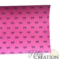 Кожзам с принтом "Бантики" 18*28 см. матовый, bubble gum