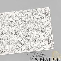 Кожзам с принтом "Магнолии" 18*28 см. тиснение под кожу II, белый