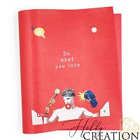 Кожзам с принтом "Делай то, что любишь!" 26*46 см. глянцевый, арбузный