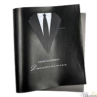 Кожзам с принтом "Планер джентельмена" 26*46 см. полуглянцевый Каньон, черный