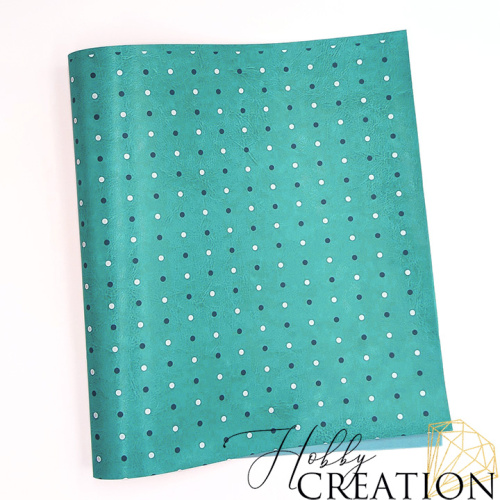 Кожзам с принтом "Горошек" 26*46 см. глянцевый, морская гладь Кожзам с принтом "Горошек" 26*46 см. глянцевый, морская гладь