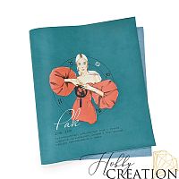 Кожзам с принтом "гороскоп рак / Агнес блондинка " 26*46 см. матовый II, морская волна