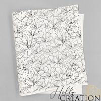 Кожзам с принтом "Магнолии" 26*46 см. тиснение под кожу II, белый