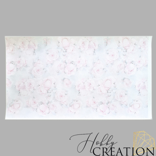 Кожзам с принтом "Нежные пионы" 18*28 см. тиснение под кожу II, белый Кожзам с принтом "Нежные пионы" 18*28 см. тиснение под кожу II, белый