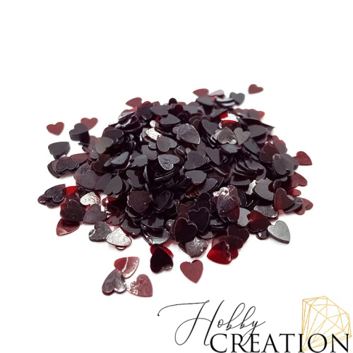 Пайетки / Сердечко, прозрачный винный