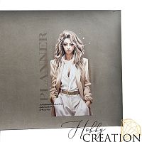 *Кожзам с принтом "Скарлет" 26*46 см., матовый каменно-серый