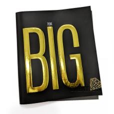 Переплетный кожзам (экокожа) с принтом "Think Big / золото" 26*46 см., матовый черный