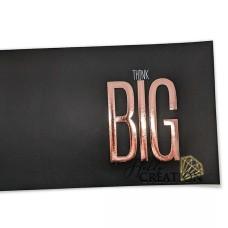 Переплетный кожзам (экокожа) с принтом "Think Big / розовое золото" 18*28 см., матовый черный