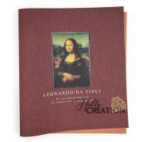 Переплетный кожзам (экокожа) тиснение ХОЛСТ с принтом "Леонардо да Винчи / Мона Лиза" 26*46 см., винный
