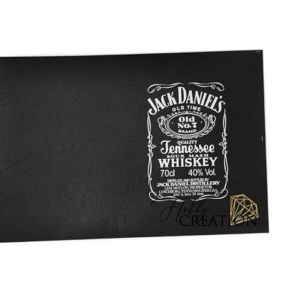 Переплетный кожзам (экокожа) тиснение жатая кожа с принтом "Jack Daniel's" 18*28 см., черный