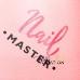 Переплетный кожзам (экокожа) тиснение под кожу с принтом "Nail master" 26*46 см., светло-розовый