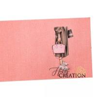 Переплетный кожзам (экокожа) тиснение Tweed с принтом "Fashion" 18*28 см., светло-розовый