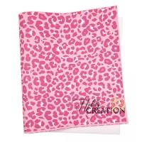 Переплетный кожзам (экокожа) тиснение под кожу с принтом "Пятна леопарда / розовые" 35*70 см., светло-розовый