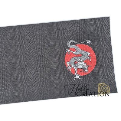 Переплетный кожзам (экокожа) тиснение питон с принтом "Китайский дракон" 18*28 см., темно-серый