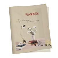 Переплетный кожзам (экокожа) с принтом "Planbook - Любить жизнь" 26*46 см., матовый однотонный нюд