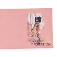 Переплетный кожзам (экокожа) с принтом "Fashion Valentino" 18*28 см., матовый пудрово-розовый