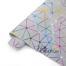 Кожзам "Радужное оригами" серый, 50*35